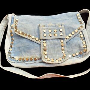 Vintage Denim Cross Body Studded Bag
